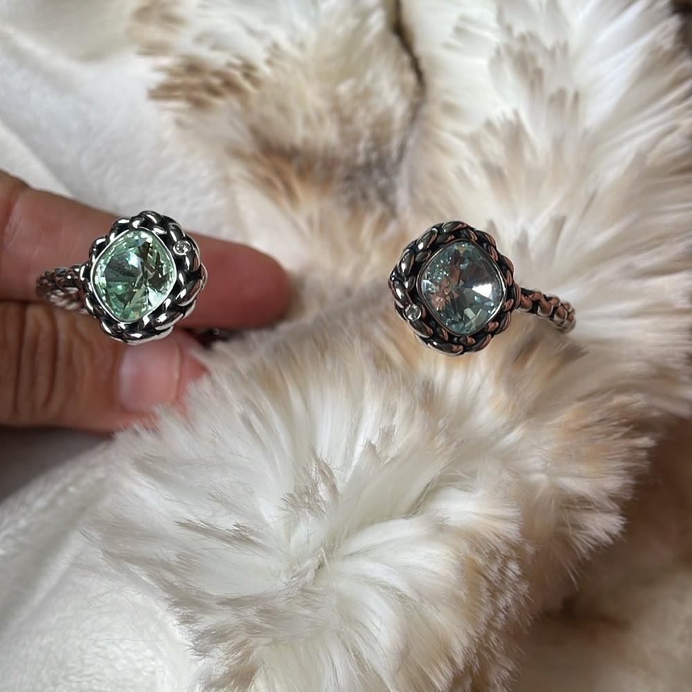 Swarovski bracelet stamped with light blue and lighter green stones